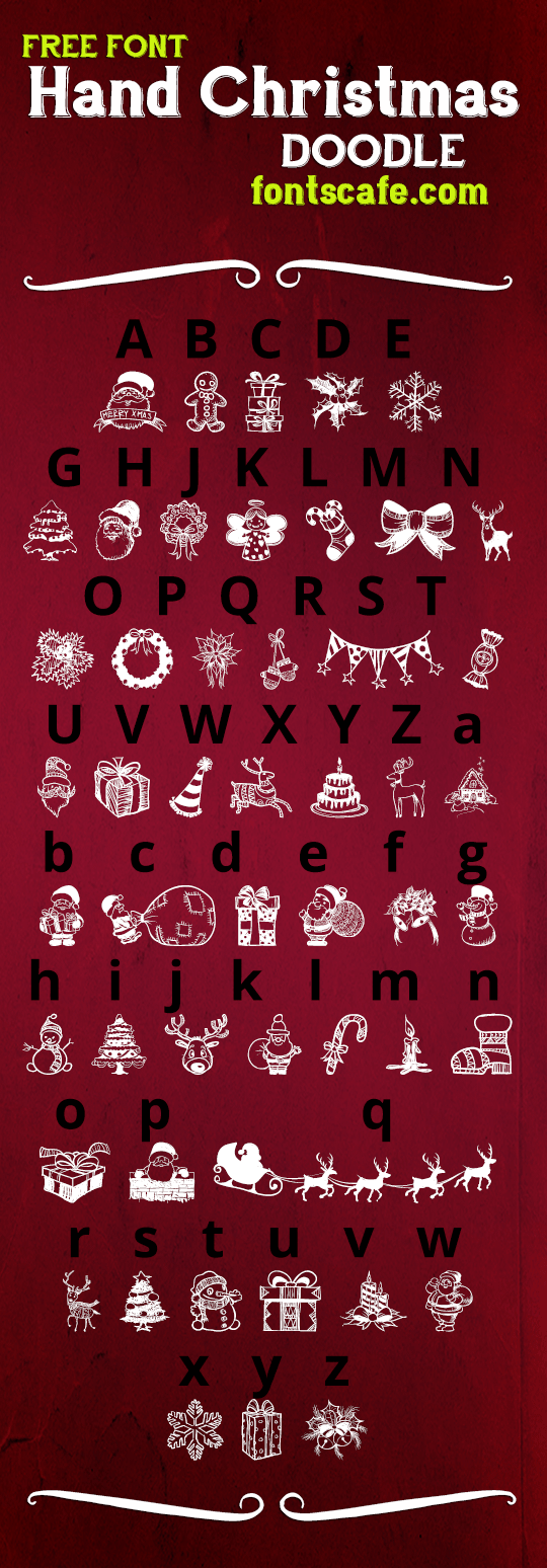 fontscafe.com Hand Christmas Doodle individual letter elements