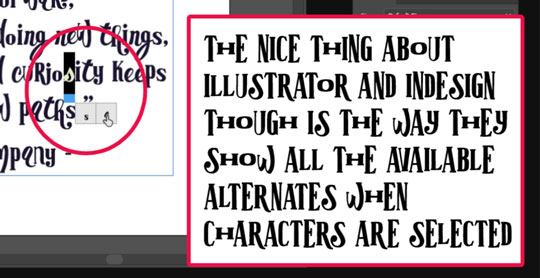 OpenType Stylistic Alternates feature easier selection for Illustrator and InDesign